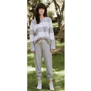 THE GREAT. The Reverse Stripe Slouch Sweatshirt in Varsity Grey Size 0